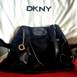 DKNY Black Leather Tote Bag